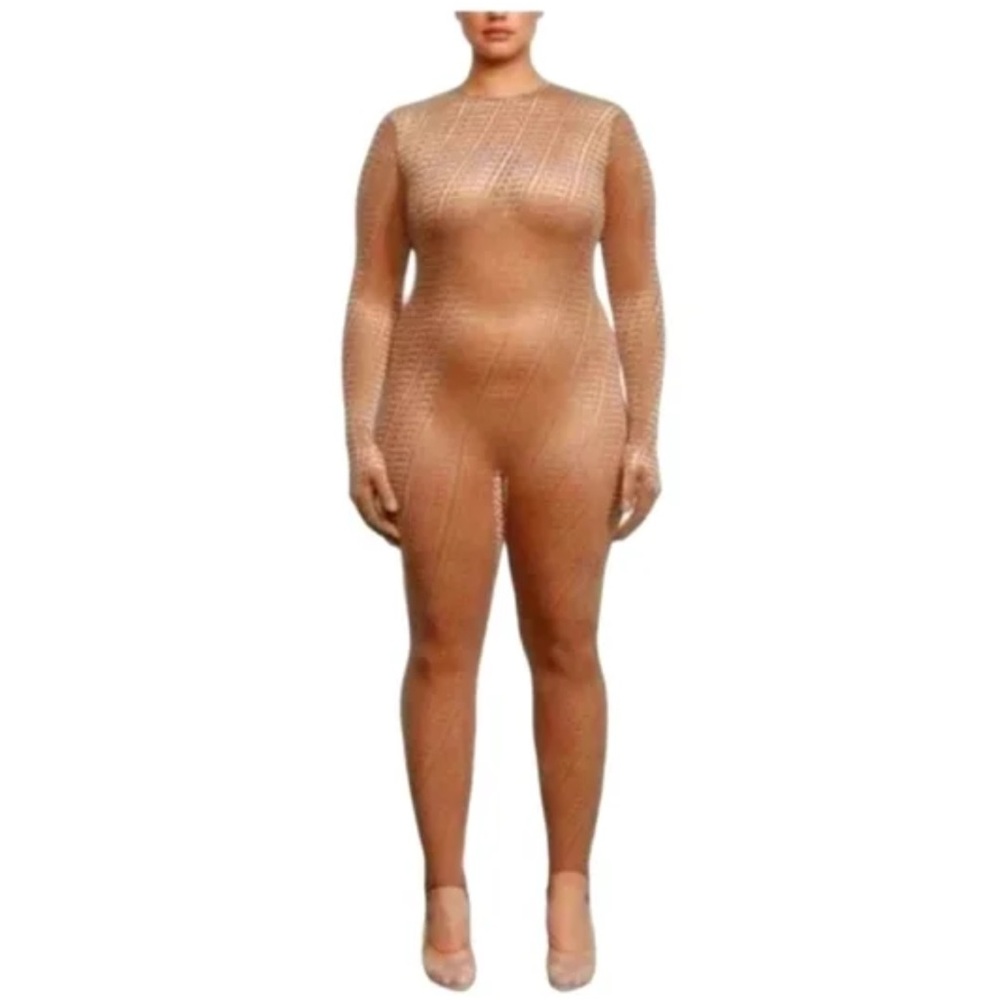 SKIMS VELVET CATSUIT JUMPSUIT CHAI (RARE DISCONTINUED)